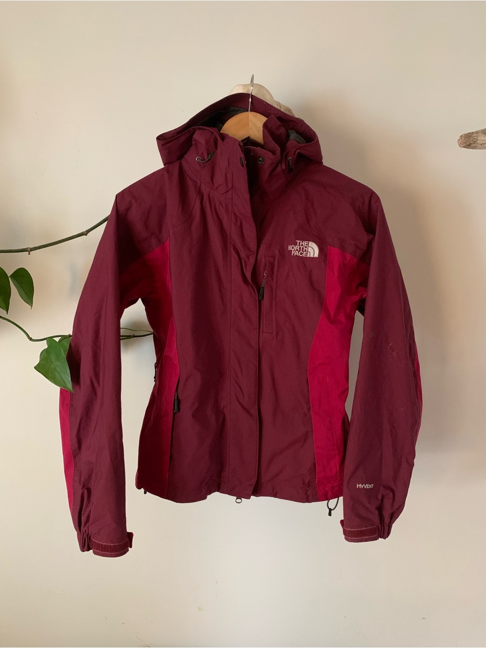 The North Face Women's Burgundy Waterproof Hooded Jacket